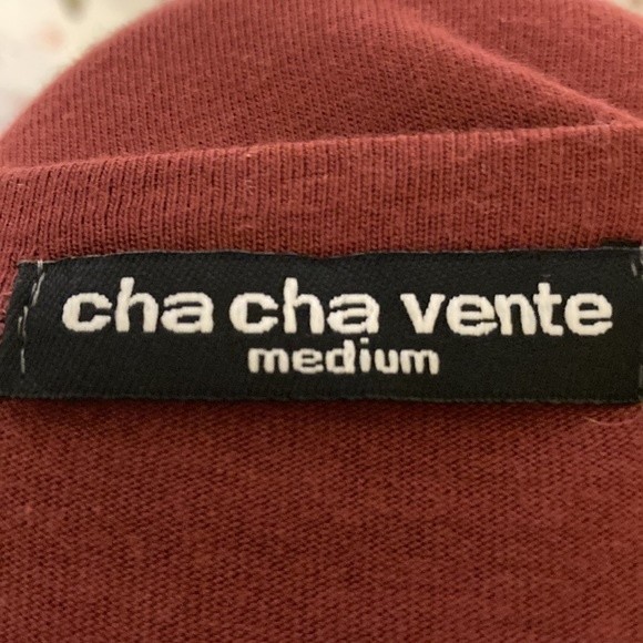 Cha Cha Vente 50/50 cotton/modal wine colored fringed top. - Picture 5 of 5